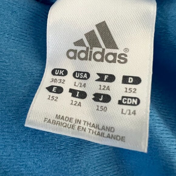 Vintage Early 2000s Light Blue Adidas Hooded Track Zip Up Jacket Y2K Era - Picture 5 of 5